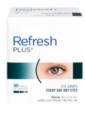 Refresh plus packaging for dry eye discomfort relief