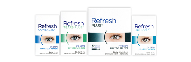Refresh range of eye drops packaging